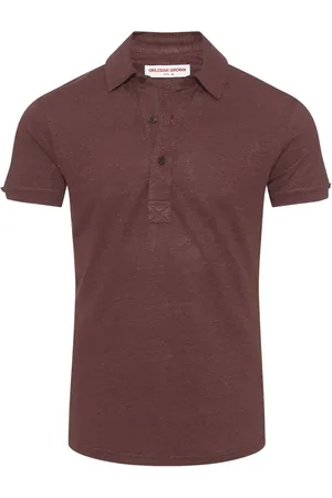 Orlebar Brown Koszulki, Mężczyzna, Czerwony, M, Polo z Lnu z 3 Guzikami