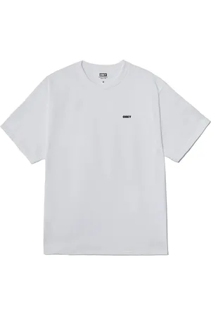 Obey Koszulki, Mężczyzna, Biały, XL, Kosmiczny T-shirt z bocznym logo