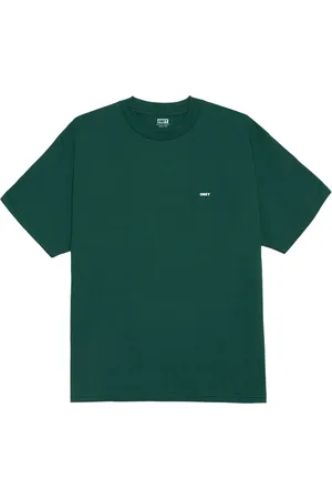 Obey Koszulki, Mężczyzna, Zielony, L, Ikoniczny Cropped Tee z bocznym logo