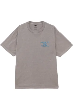 Obey Koszulki, Mężczyzna, brązowy, XL, Bawełna, Anarchia Utopia Tee Krótki Rękaw Bawełna