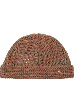 VALENTINO GARAVANI Akcesoria, Mężczyzna, brązowy, ONE SIZE, Len, Stylowa Czapka Beanie