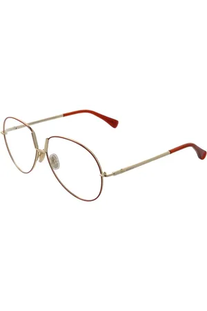 Max Mara Akcesoria, Kobieta, brązowy, ONE SIZE, Pomarańczowe Okulary Optyczne Damskie Okrągłe Pełna oprawka