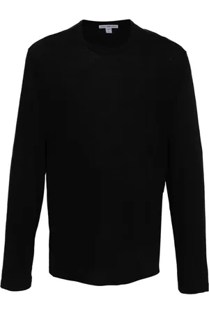 James Perse Koszulki, Mężczyzna, Czarny, M, T-Shirt z Długim Rękawem i Okrągłym Dekoltem