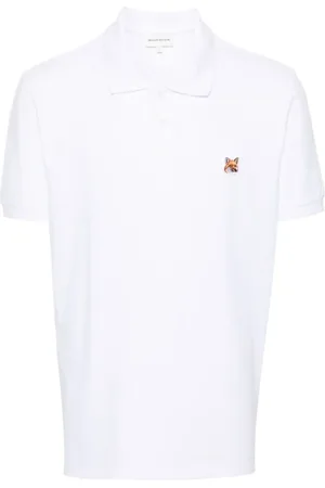 Maison Kitsuné Koszulki, Mężczyzna, Biały, 2XL, Bawełna, Biała Polo z naszywką lisiej głowy
