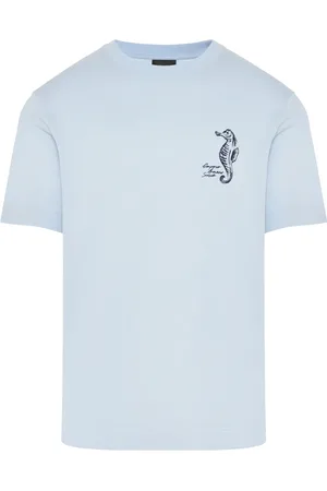 Emporio Armani Koszulki, Mężczyzna, Niebieski, 2XL, Bawełniana koszulka