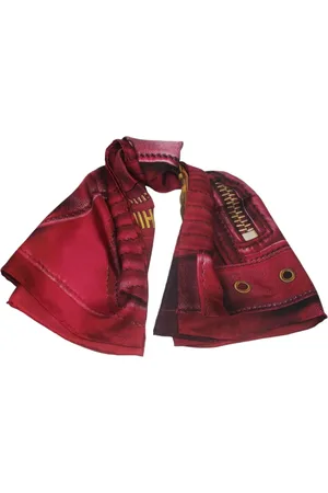 Moschino Akcesoria, Kobieta, Czerwony, ONE SIZE, Jedwabny szal z nadrukiem wzoru