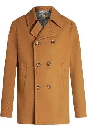 Etro Płaszcze, Mężczyzna, brązowy, M, Płaszcz dwurzędowy Paisley Camel