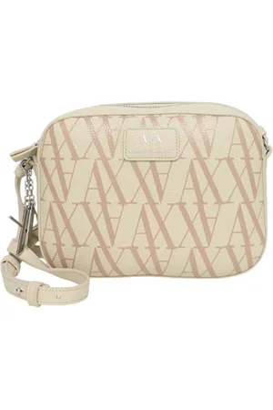 Armani Exchange Torebki, Kobieta, Beżowy, ONE SIZE, Kopertówka z eko skóry z logo
