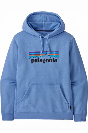 Patagonia Bluzy, Mężczyzna, Niebieski, S, Bluza z logo z recyklingowego materiału