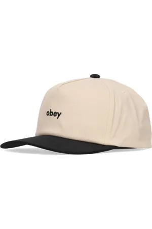 Obey Akcesoria, Mężczyzna, Beżowy, ONE SIZE, Czarna Zagięta Daszek Czapka Snapback