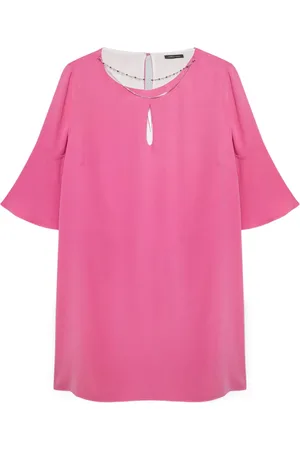 Fiorella rubino Sukienki, Kobieta, Różowy, 5XL, Poliester, Sukienka z Naszyjnikiem