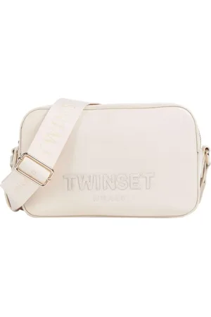 Twin-Set Torebki, Kobieta, Biały, ONE SIZE, Skóra, Biała torba na ramię z regulowanym paskiem