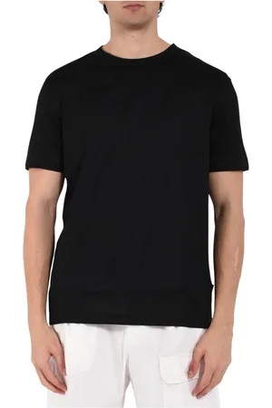 Paolo Pecora Koszulki, Mężczyzna, Czarny, L, Bawełniany T-shirt z Okrągłym Dekoltem