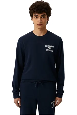 Emporio Armani Bluzy, Mężczyzna, Niebieski, M, Bawełna, Bluza z Logo i Długim Rękawem