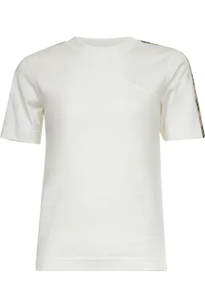 Burberry Koszulki, Kobieta, Biały, M, Check Tape Equestrian Polo Shirt