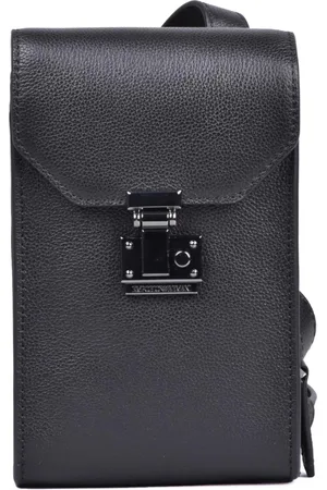Emporio Armani Torebki, Mężczyzna, Czarny, ONE SIZE, Skórzany Uchwyt na Dokumenty