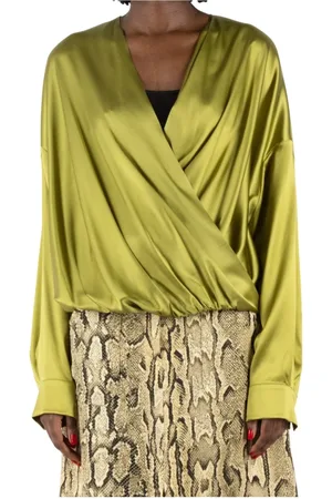 DRIES VAN NOTEN Bluzki, Kobieta, Zielony, S, Oliwkowa koszula 0107151032 z Portugalii