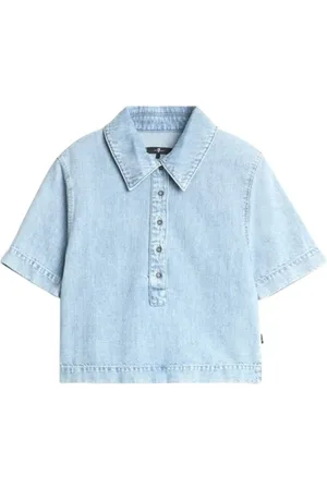 7 for all Mankind Koszulki, Kobieta, Niebieski, M, Denim, Kansas Denim Polo Shirt