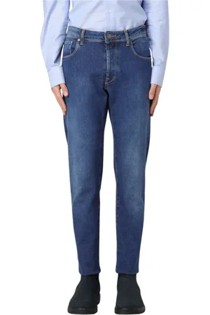 Incotex Jeansy, Mężczyzna, Niebieski, W33, Denim, Jeansyy Straight Washed Denim
