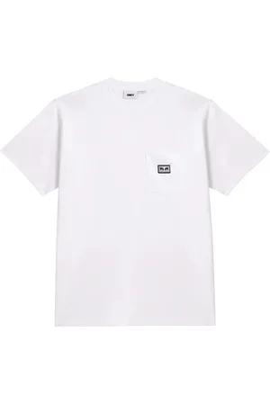 Obey Koszulki, Mężczyzna, Biały, M, Koszulka z kieszonką i logo, krótki rękaw