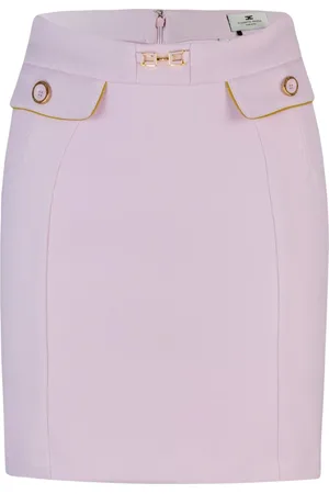 Elisabetta Franchi Spódnice, Kobieta, Różowy, M, Różowa Spódnica Slim Fit Detal Logo