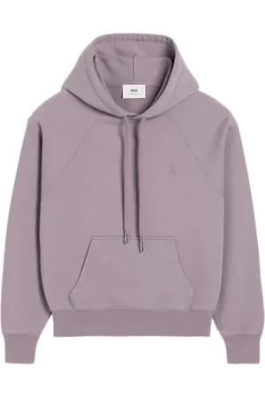 Ami Bluzy, Kobieta, Fioletowy, L, Fioletowy Bawełniany Sweter Casual Hoodie