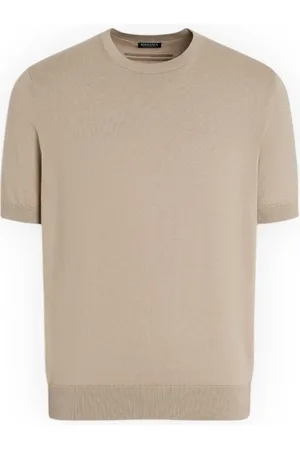 Ermenegildo Zegna Koszulki, Mężczyzna, Beżowy, M, Premium Cotton T-Shirt