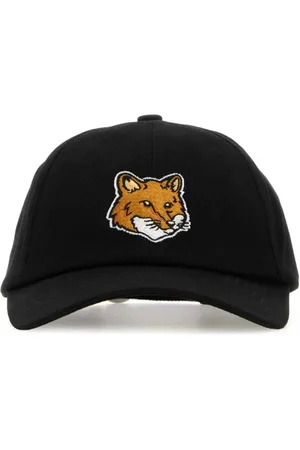 Maison Kitsuné Akcesoria, Mężczyzna, Czarny, ONE SIZE, Czarna Bawełniana Czapka Baseballowa