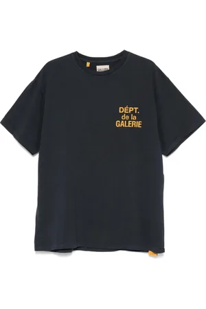 GALLERY DEPT. Koszulki, Mężczyzna, Niebieski, 2XL, Czarna Bawełniana Koszulka z Nadrukiem