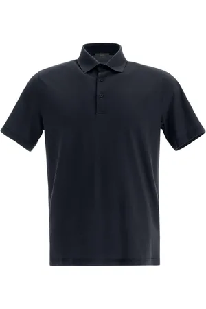 HERNO Koszulki, Mężczyzna, Niebieski, L, Jersey Crepe Polo Shirt