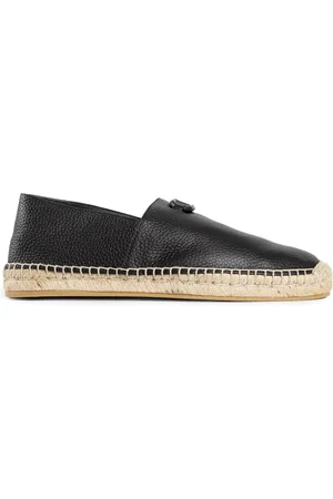 VALENTINO GARAVANI Buty, Mężczyzna, Czarny, 40 EU, Len, Skórzane Espadryle Slip-on Mężczyźni Włochy