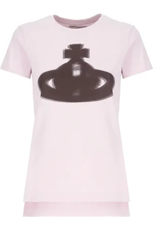 Vivienne Westwood Koszulki, Kobieta, Różowy, XS, Różowa Bawełniana Koszulka z Nadrukiem Orb