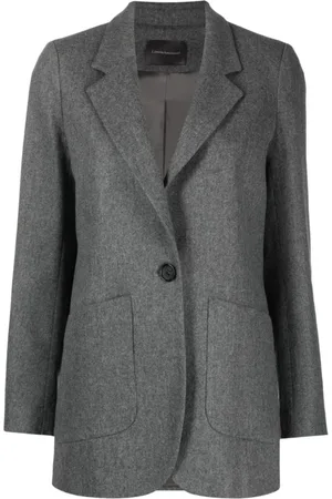 LORENA ANTONIAZZI Kurtki, Kobieta, Szary, XL, Casual Blazer w Szarej Wełnianej Mieszance