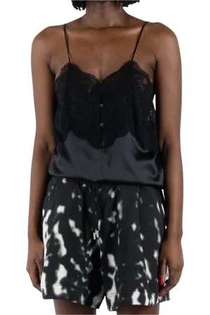 DRIES VAN NOTEN Koszulki, Kobieta, Czarny, M, Czarny Top z Jedwabiu