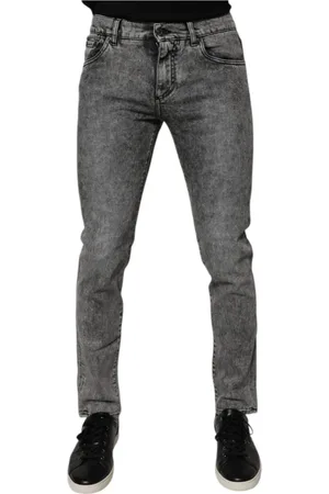 Dolce & Gabbana Jeansy, Mężczyzna, Szary, S, Denim, Ciemnoszare Dżinsy Slim Fit