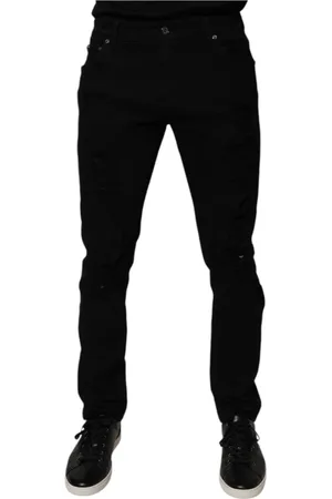 Dolce & Gabbana Jeansy, Mężczyzna, Czarny, L, Denim, Czarne Podarte Skinny Jeansyy