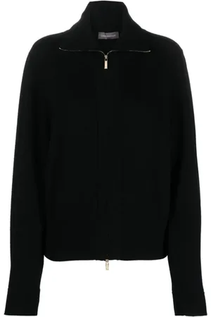LORENA ANTONIAZZI Swetry, Kobieta, Czarny, XL, Kaszmir, Czarny Sweter Rozpinany Casual