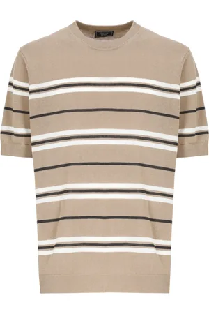 PESERICO SIGN Koszulki, Mężczyzna, Beżowy, M, Beżowy T-shirt i Polo w paski