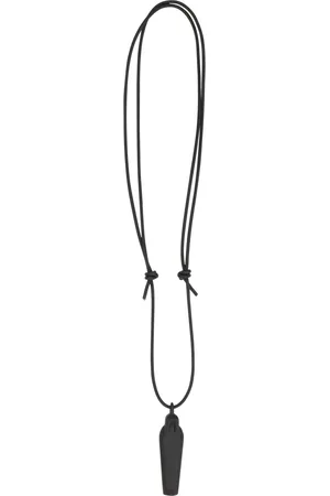 Rick Owens Akcesoria, Mężczyzna, Czarny, ONE SIZE, Skóra, Elegancki Wisiorek Naszyjnik Skóra Mosiądz