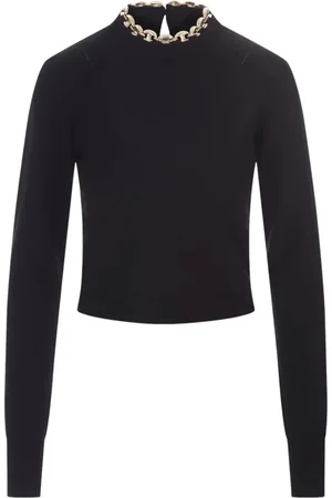 Paco rabanne Swetry, Kobieta, Czarny, M, Kaszmir, Czarny Sweter z Ozdobnymi Elementami