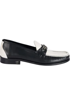 Roberto Cavalli Buty, Mężczyzna, Czarny, 41 EU, Mokasynyy z Lustrem Snake i Łańcuchem