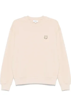 Maison Kitsuné Bluzy, Mężczyzna, Beżowy, L, Bluza z naszywką lisiej głowy