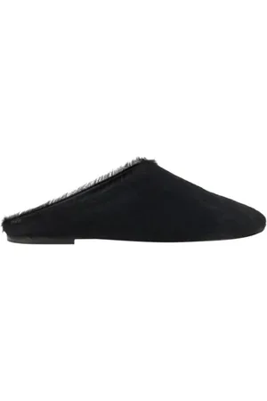 Proenza Schouler Buty, Kobieta, Czarny, 36 EU, Skóra, Skórzane klapki na obcasie z końskiego włosia