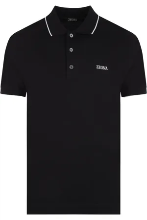 Ermenegildo Zegna Koszulki, Mężczyzna, Czarny, S, Czarna Koszulka Polo z Haftem Logo