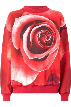 Roberto Cavalli Bluzy, Kobieta, Czerwony, L, Bluza z nadrukiem Maxi-Rose