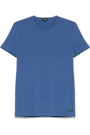 Ermenegildo Zegna Koszulki, Mężczyzna, Niebieski, M, Niebieski T-shirt Casual z Krótkim Rękawem