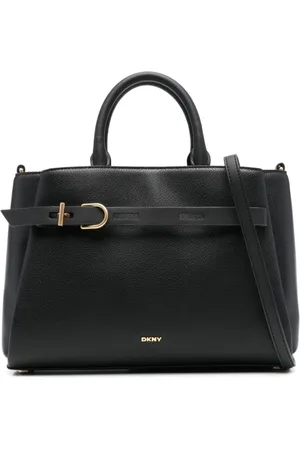 DKNY Torebki, Kobieta, Czarny, ONE SIZE, Czarna Skórzana Torba Tote Onyx Satchel