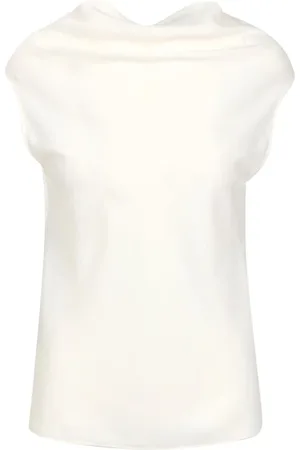 Serafini Koszulki, Kobieta, Beżowy, S, Ivory Krepa Sukienka z Dekoltem