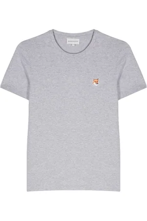 Maison Kitsuné Koszulki, Kobieta, Szary, XS, Szara Koszulka z Motywem Liska z Bawełny