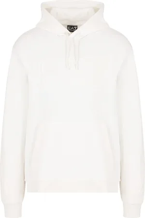 EA7 Bluzy, Mężczyzna, Biały, XL, Biała Bluza z Kapturem Casual Sportowy Look
